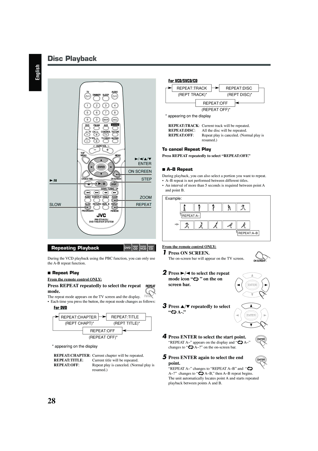 JVC TH-A25 manual Repeating Playback 