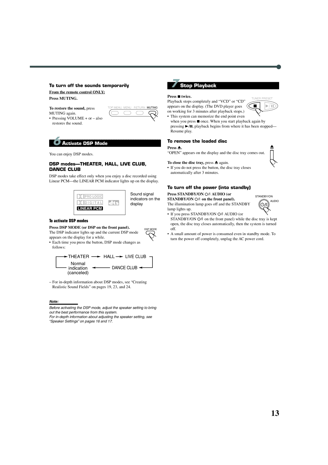 JVC XV-THA30R, TH-A30R manual Activate DSP Mode 