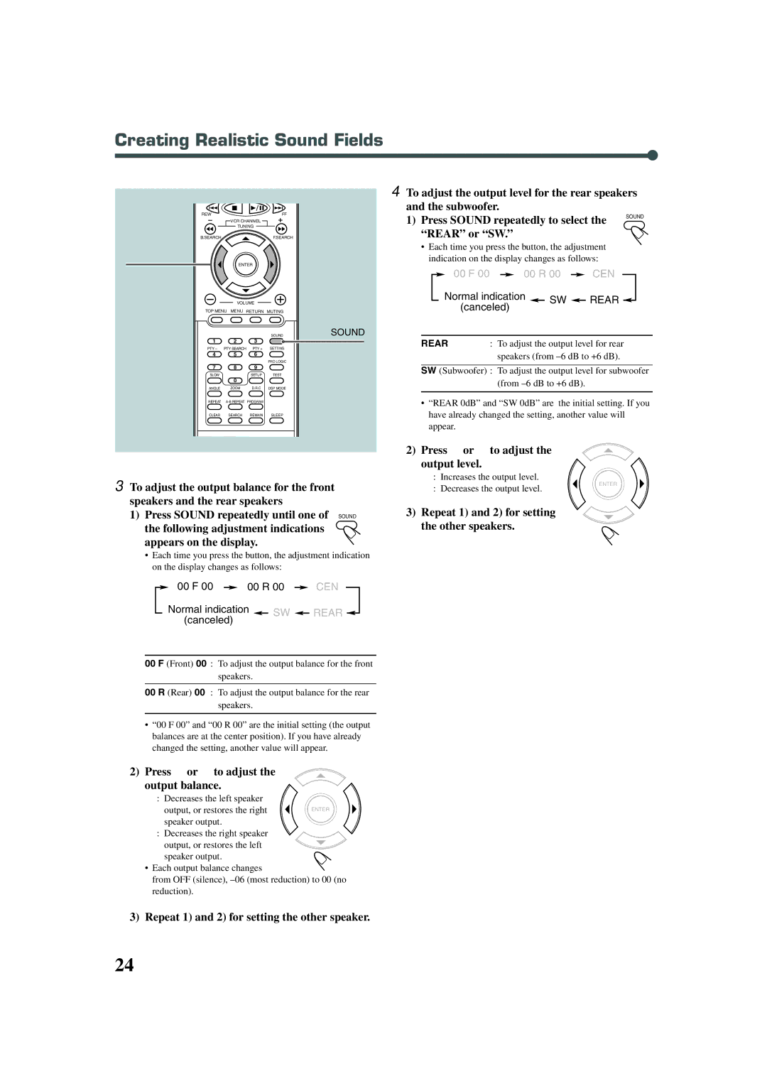 JVC TH-A30R, XV-THA30R manual Repeat 1 and 2 for setting the other speaker, Sound 