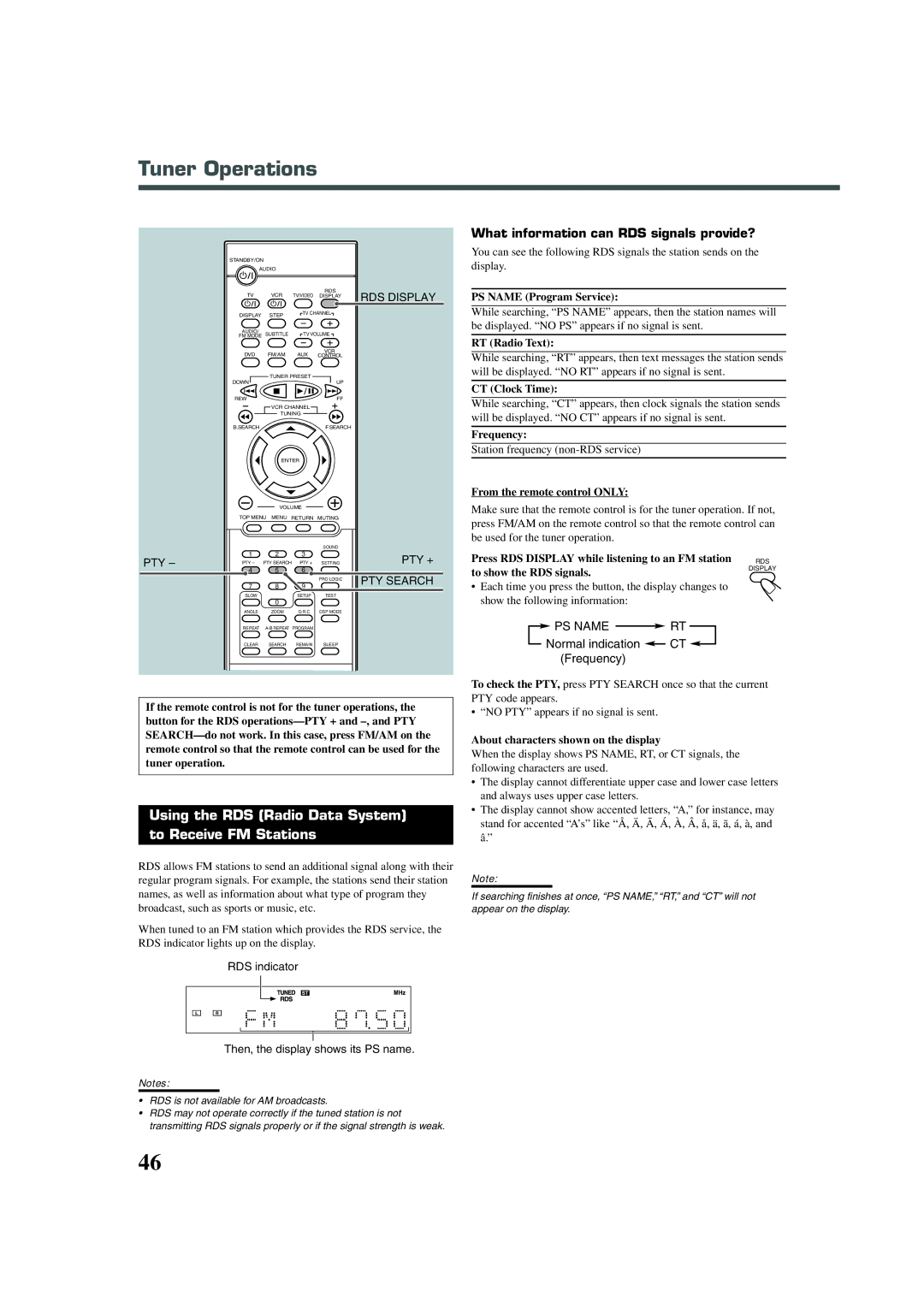 JVC TH-A30R, XV-THA30R Using the RDS Radio Data System To Receive FM Stations, What information can RDS signals provide? 