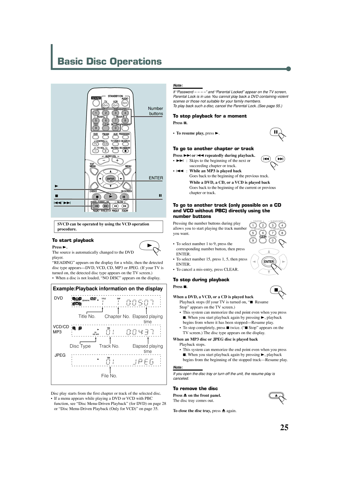 JVC TH-A32 manual ExamplePlayback information on the display 