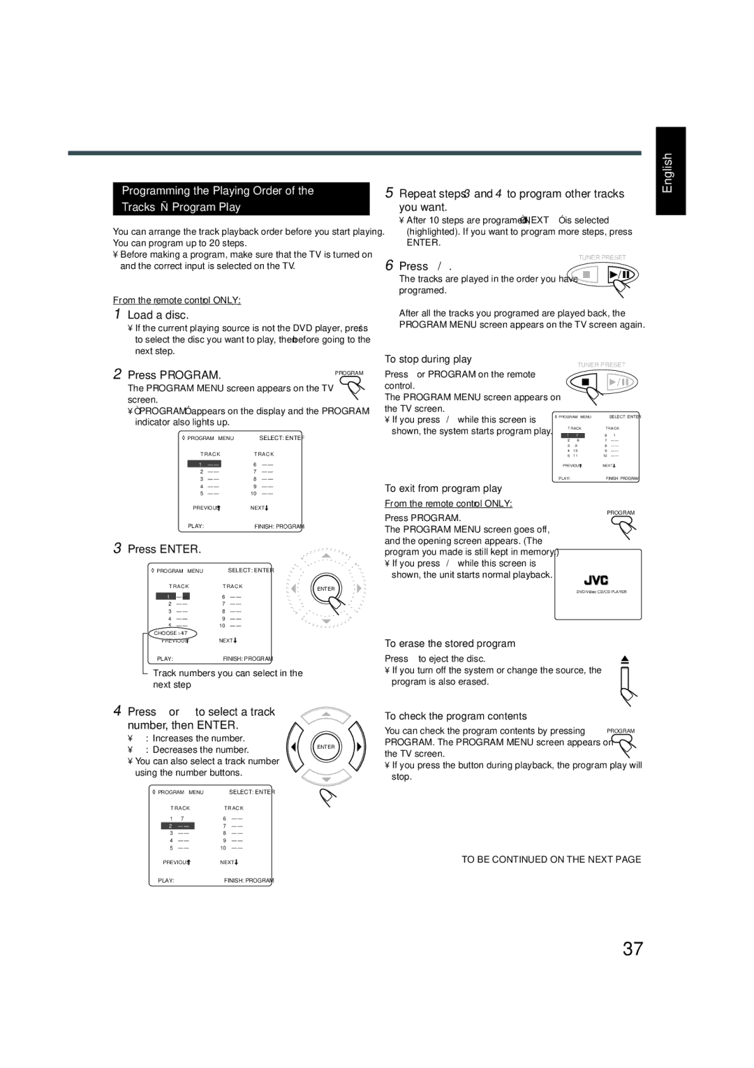 JVC TH-A5 manual Increases the number Decreases the number 