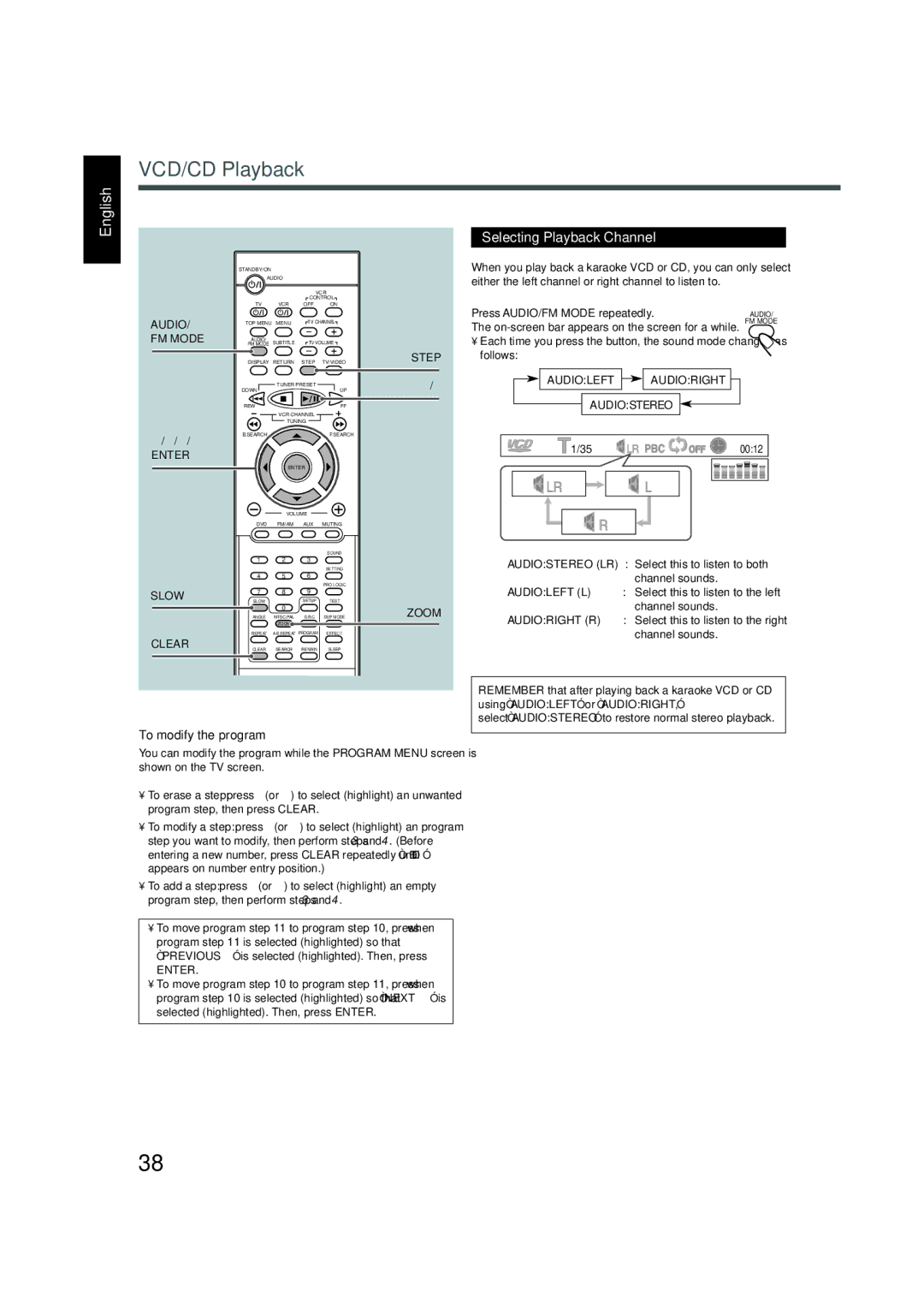 JVC TH-A5 manual Selecting Playback Channel 