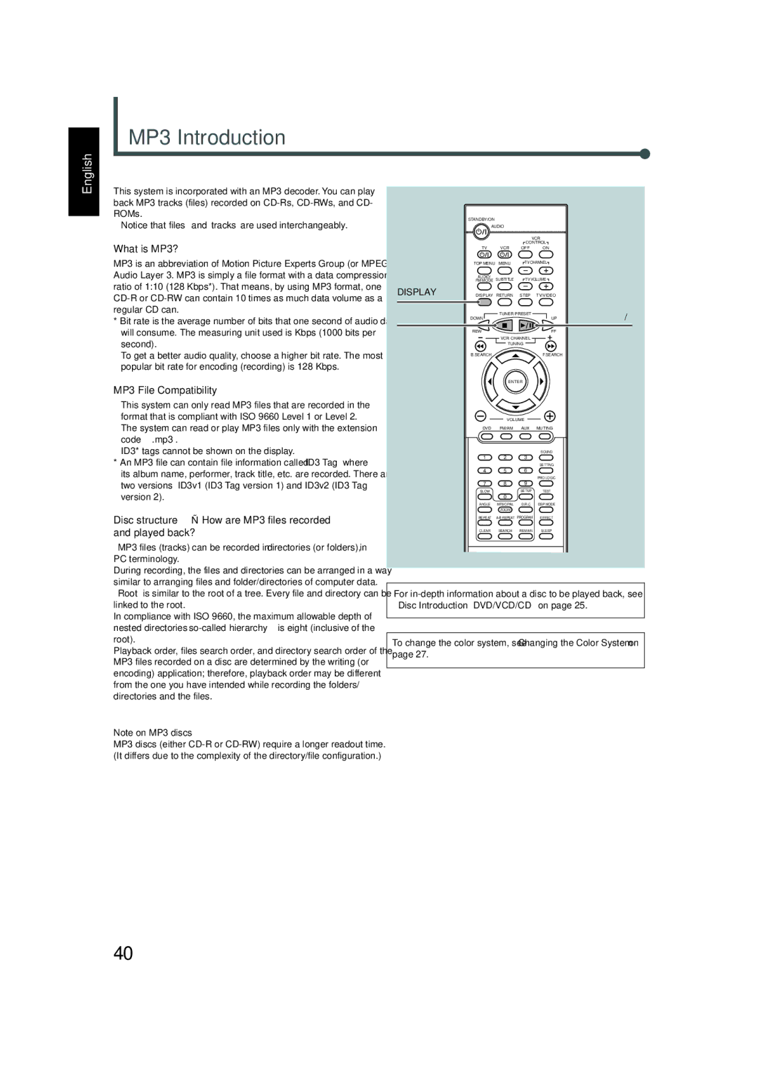 JVC TH-A5 manual MP3 Introduction 