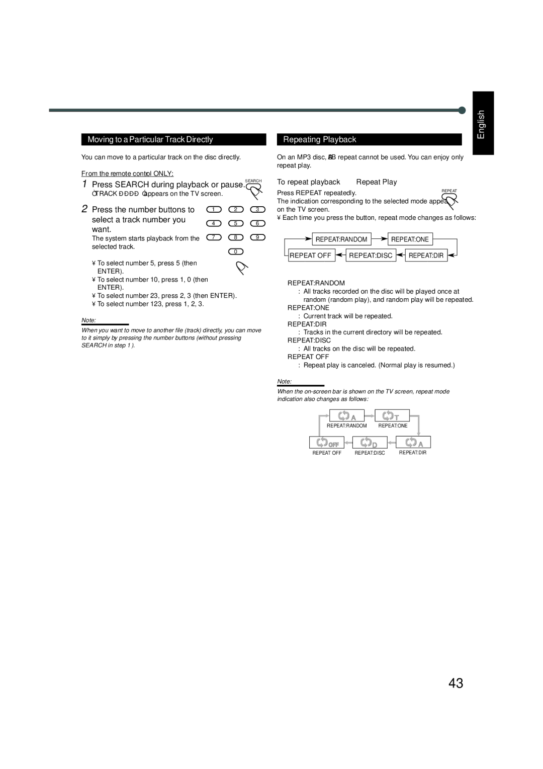 JVC TH-A5 manual Moving to a Particular Track Directly 