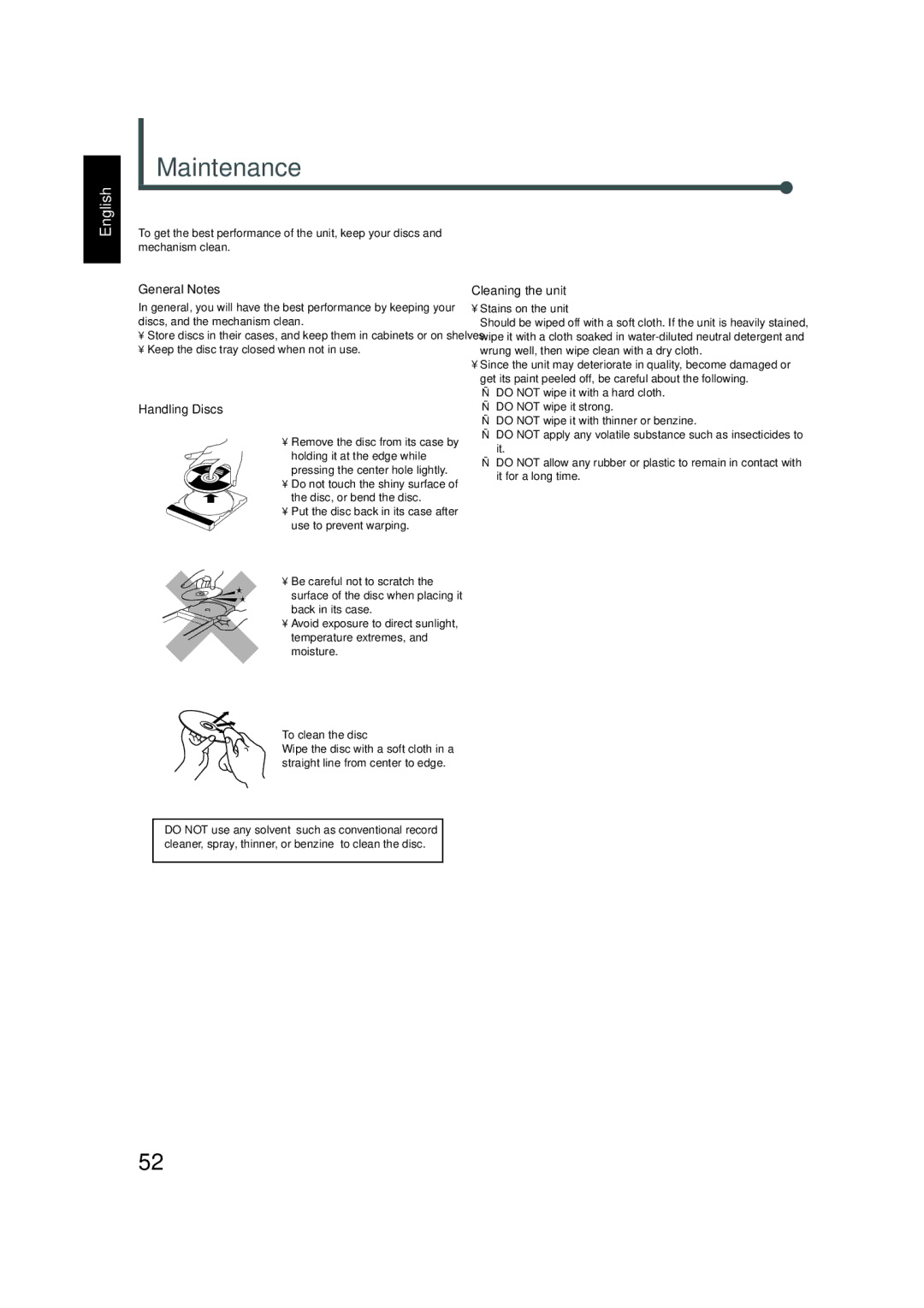 JVC TH-A5 manual Maintenance 