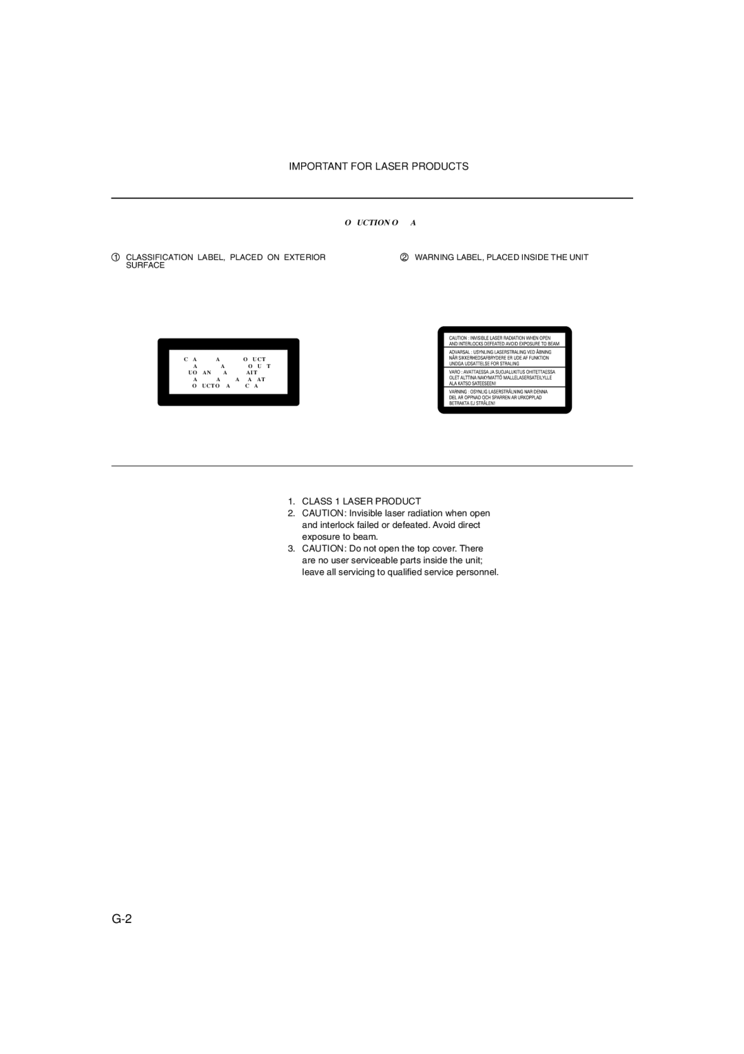 JVC TH-A5 manual Important for Laser Products 