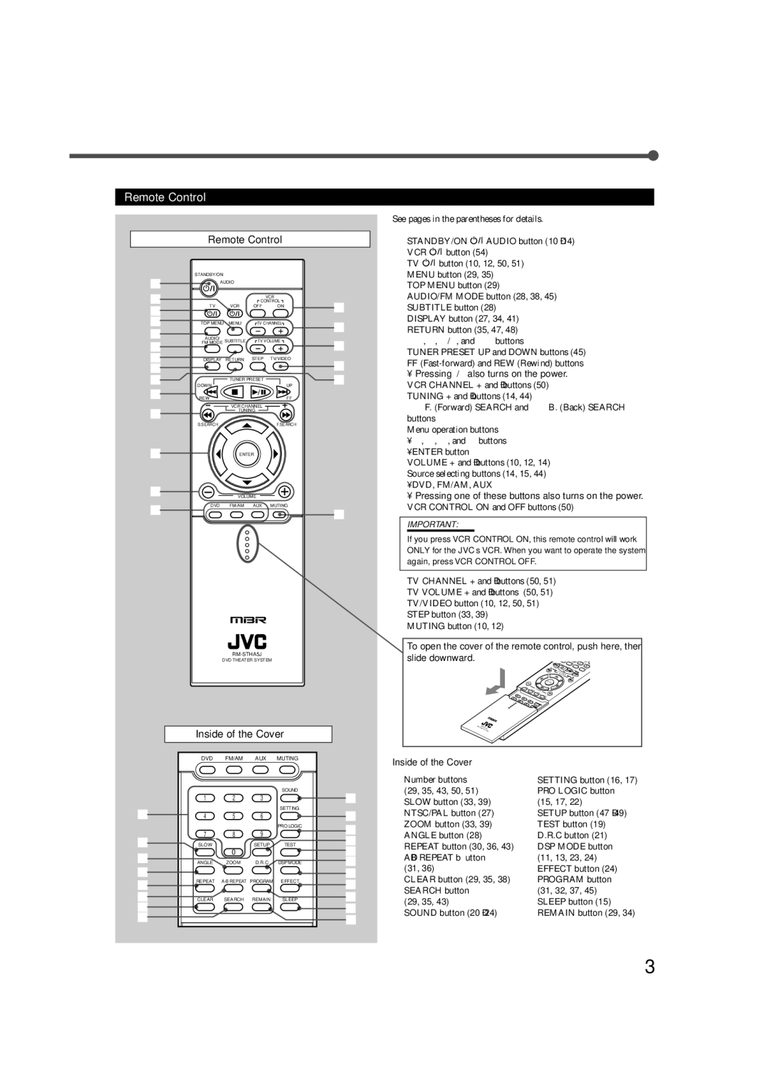 JVC TH-A5 manual RM-STHA5J 