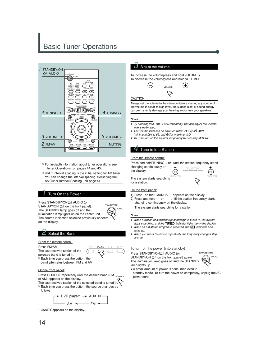 JVC TH-A5 manual Basic Tuner Operations, Or AM appears on the display 