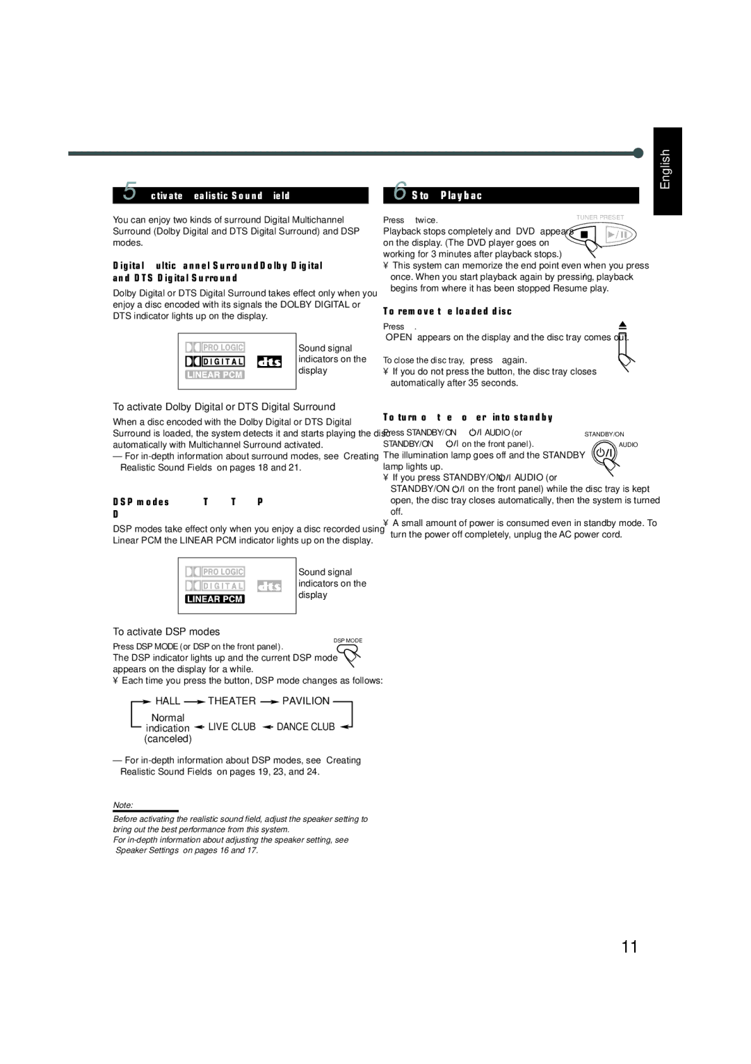 JVC TH-A5 manual Stop Playback 