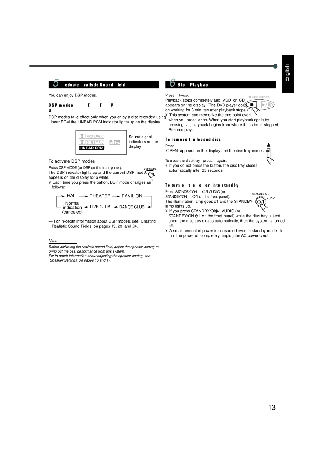 JVC TH-A5 manual You can enjoy DSP modes 