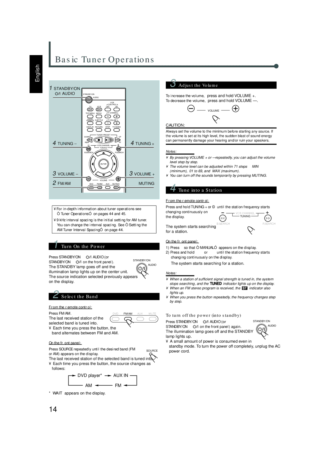 JVC TH-A5 manual Basic Tuner Operations, Tune into a Station, Select the Band 