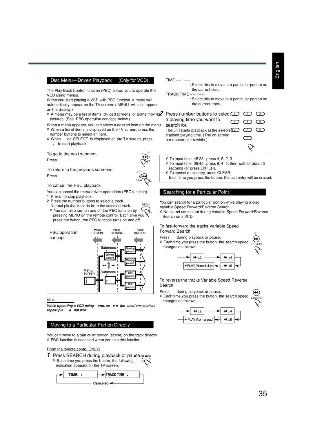 JVC TH-A5 manual Disc Menu-Driven Playback Only for VCD 