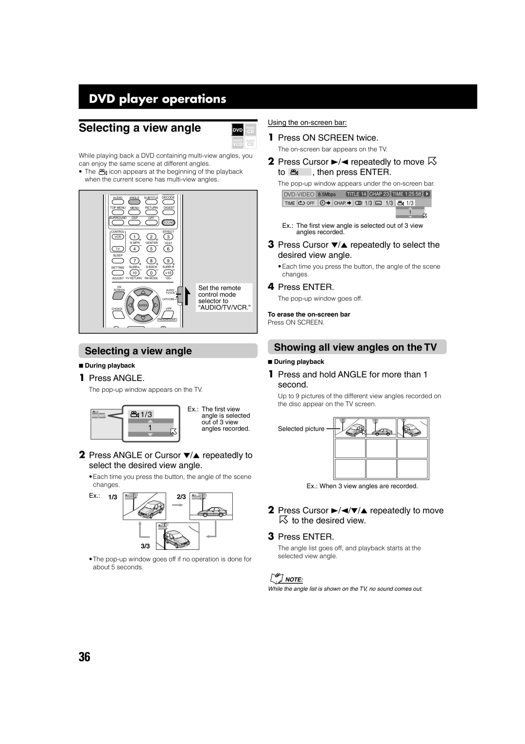 JVC TH-A75 manual Selecting a view angle, Showing all view angles on the TV 