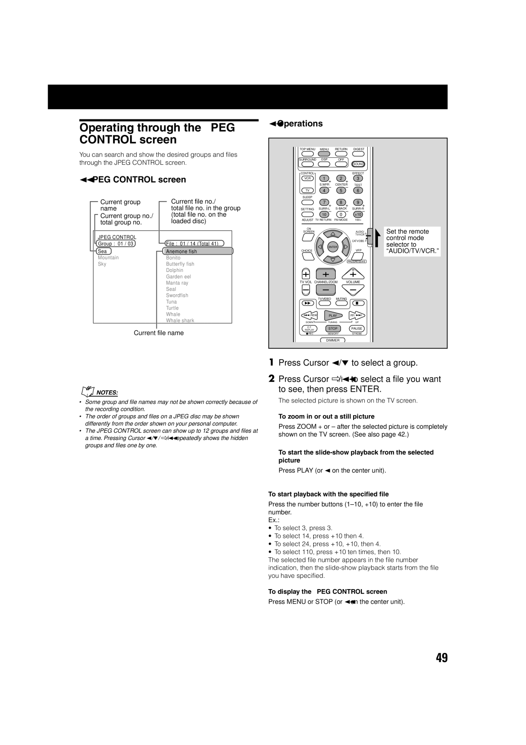 JVC TH-A75 manual Operating through the Jpeg Control screen 