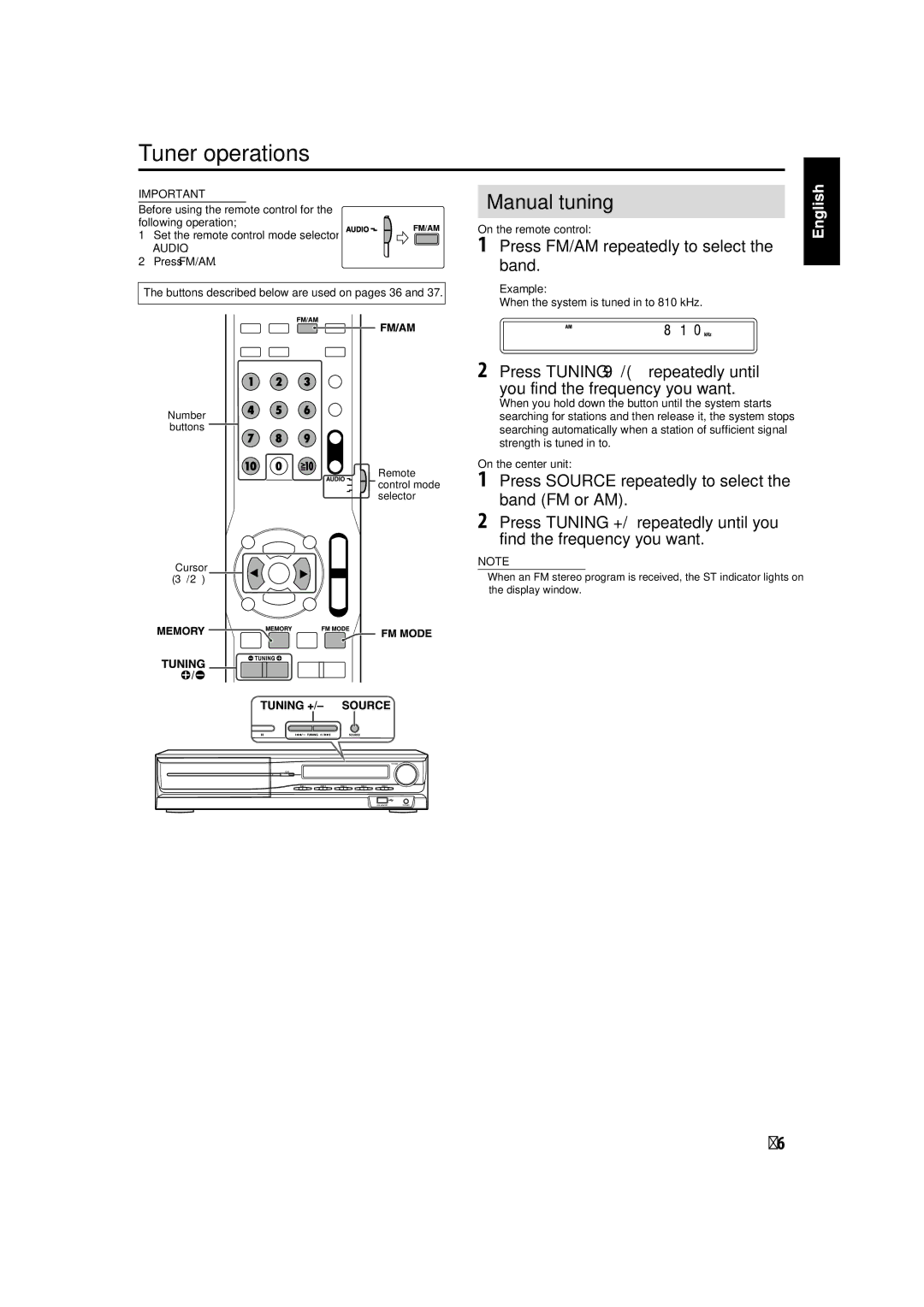 JVC TH-C60, TH-C50, TH-C40 manual Tuner operations 