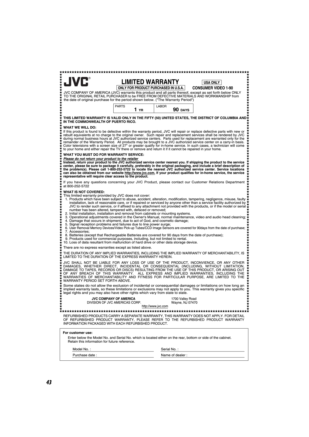JVC TH-C50, TH-C60, TH-C40 manual 
