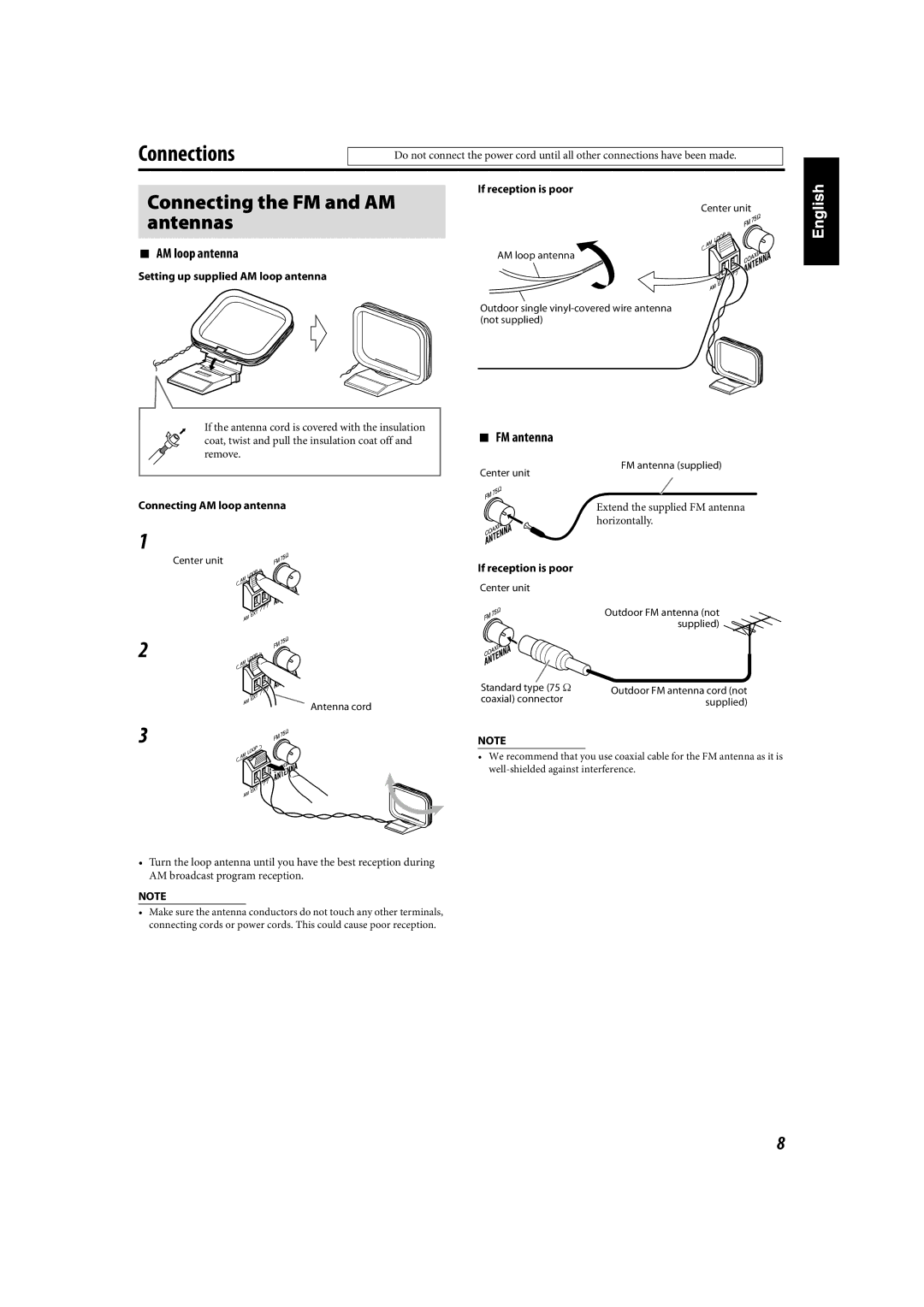 JVC TH-C90 manual Connections 