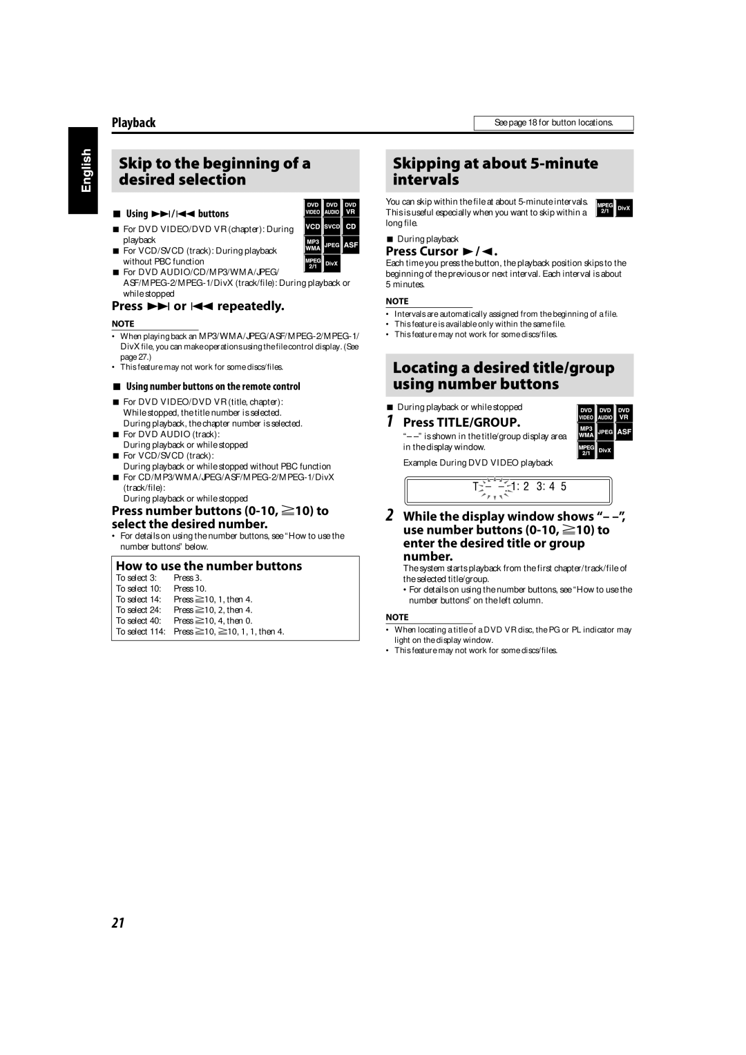 JVC TH-C90 manual Skip to the beginning of a desired selection 