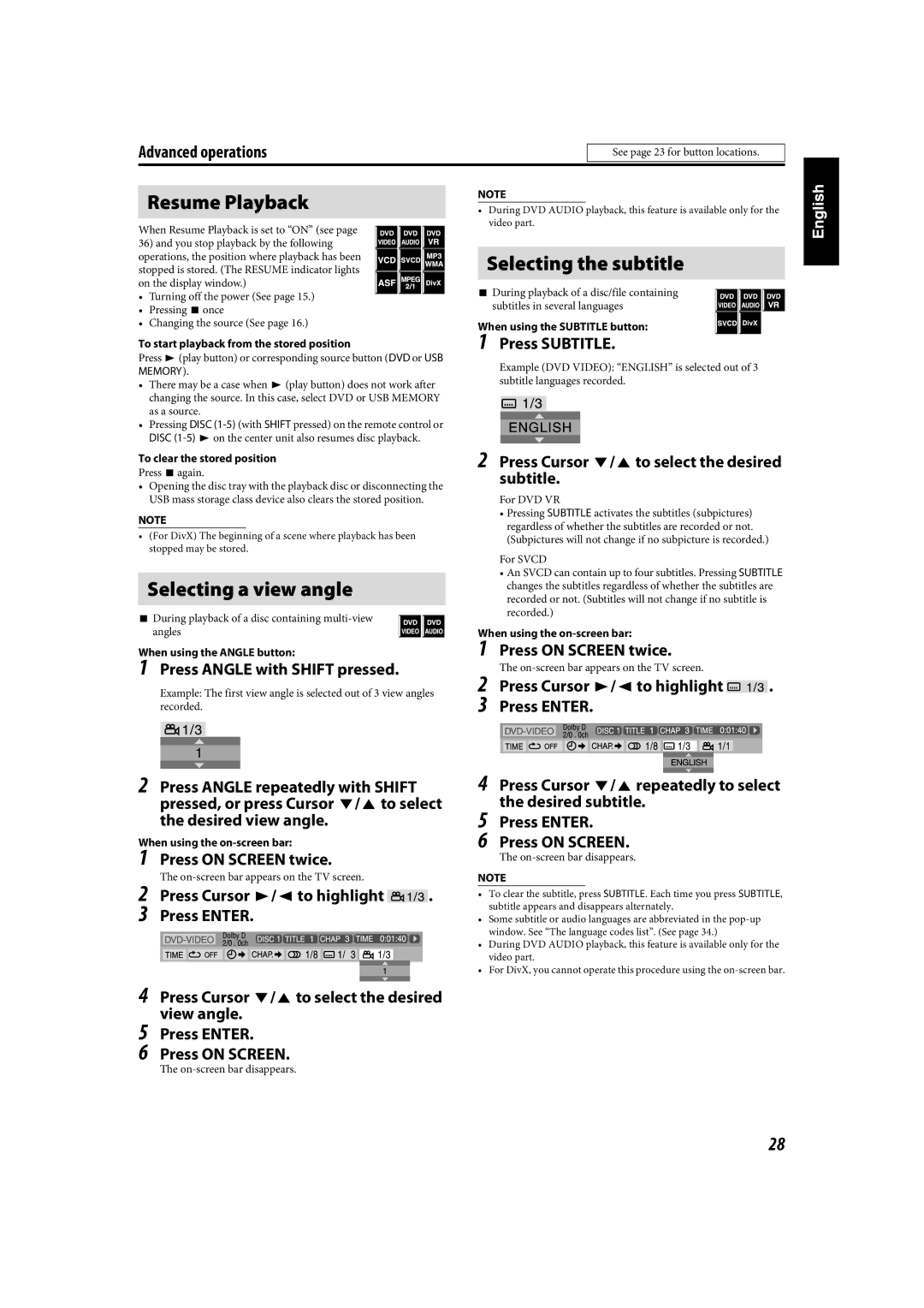 JVC TH-C90 manual Resume Playback, Press 7 again 