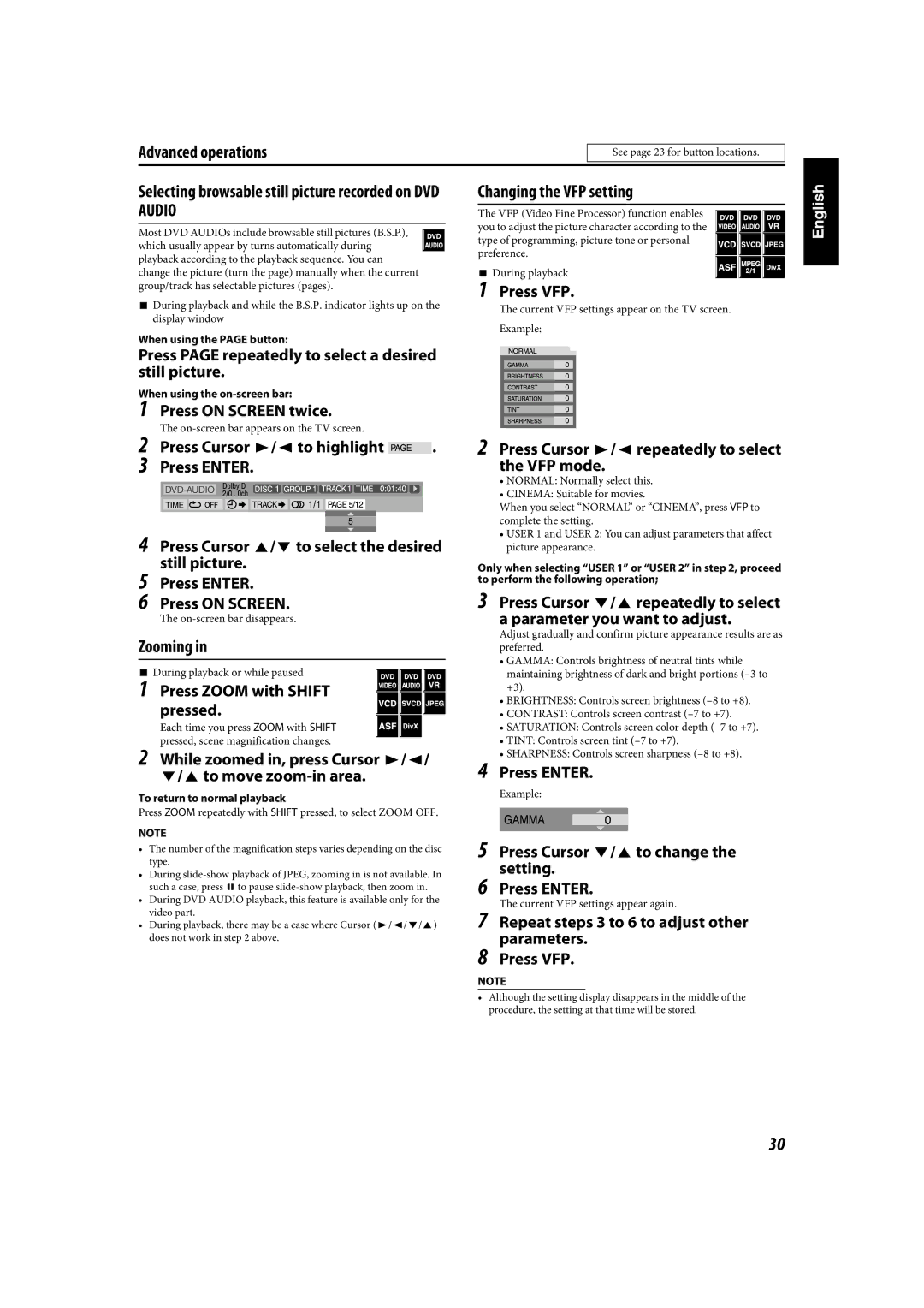 JVC TH-C90 manual Selecting browsable still picture recorded on DVD Audio 