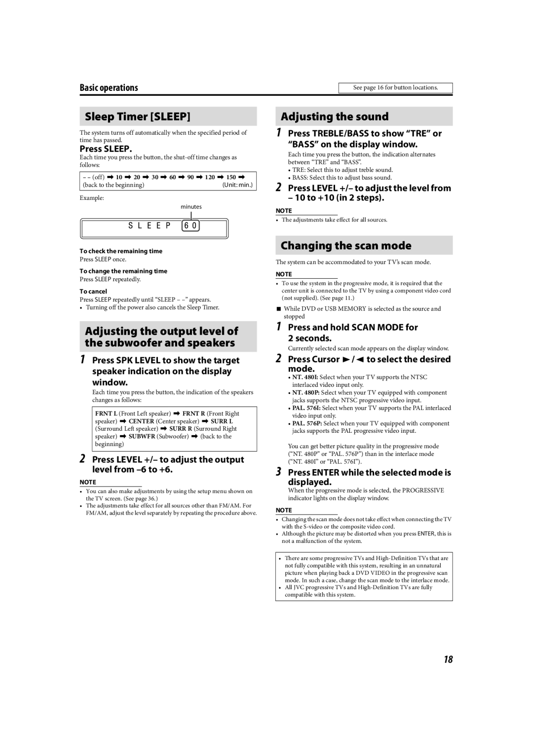 JVC TH-C90 manual Sleep Timer Sleep 