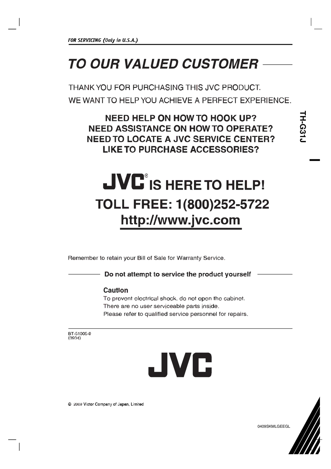 JVC THG31 manual TH-G31J 