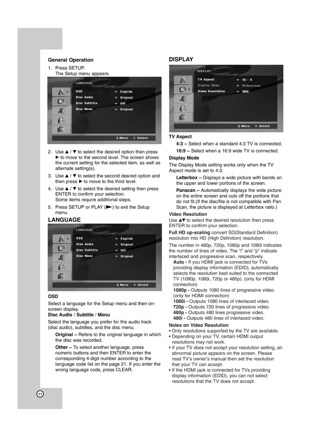 JVC TH-G40 manual Language 