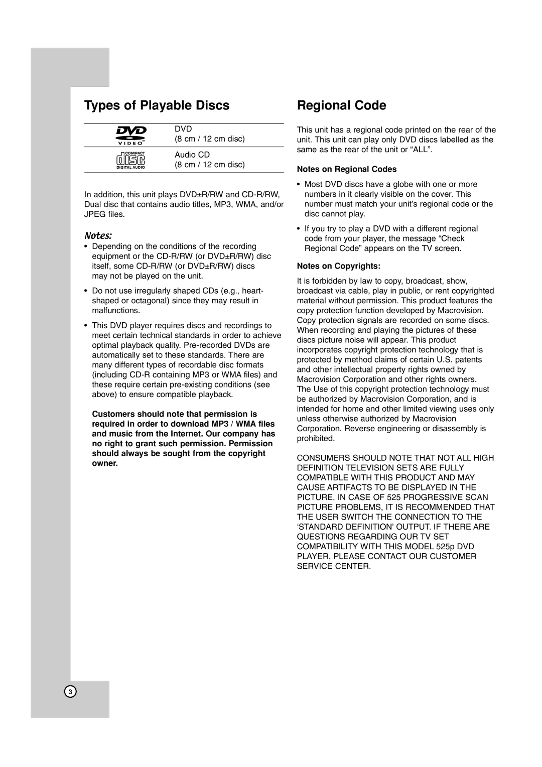 JVC TH-G40 manual Types of Playable Discs, Regional Code 