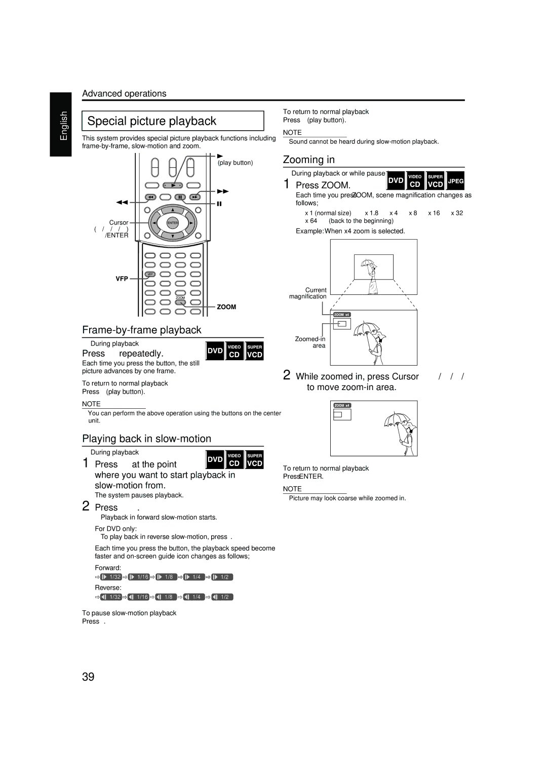 JVC TH-M42 manual Special picture playback, Press 3 play button 