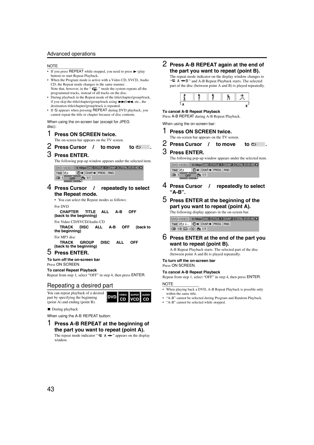 JVC TH-M42 manual Repeating a desired part 