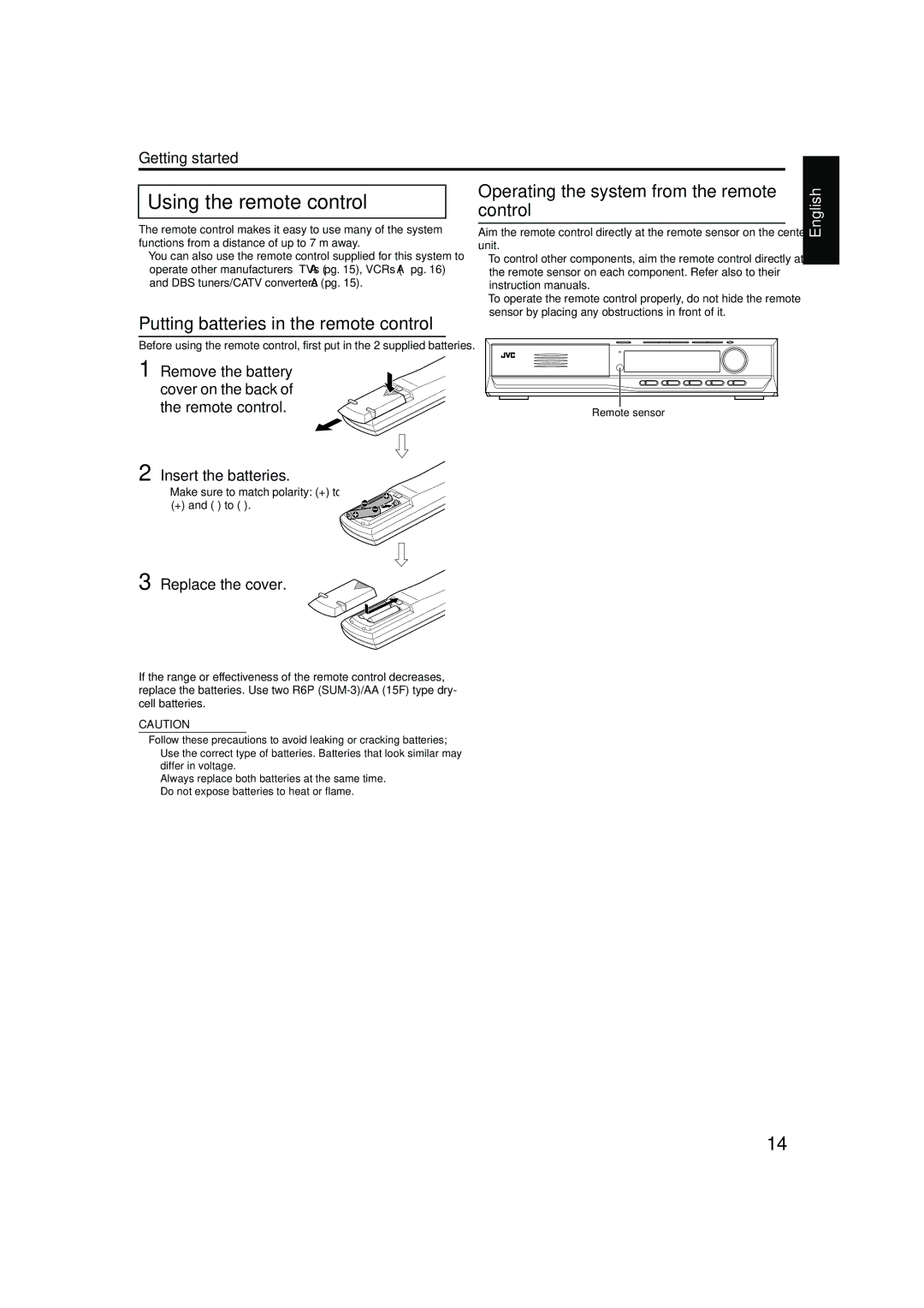 JVC TH-M42 manual Using the remote control 