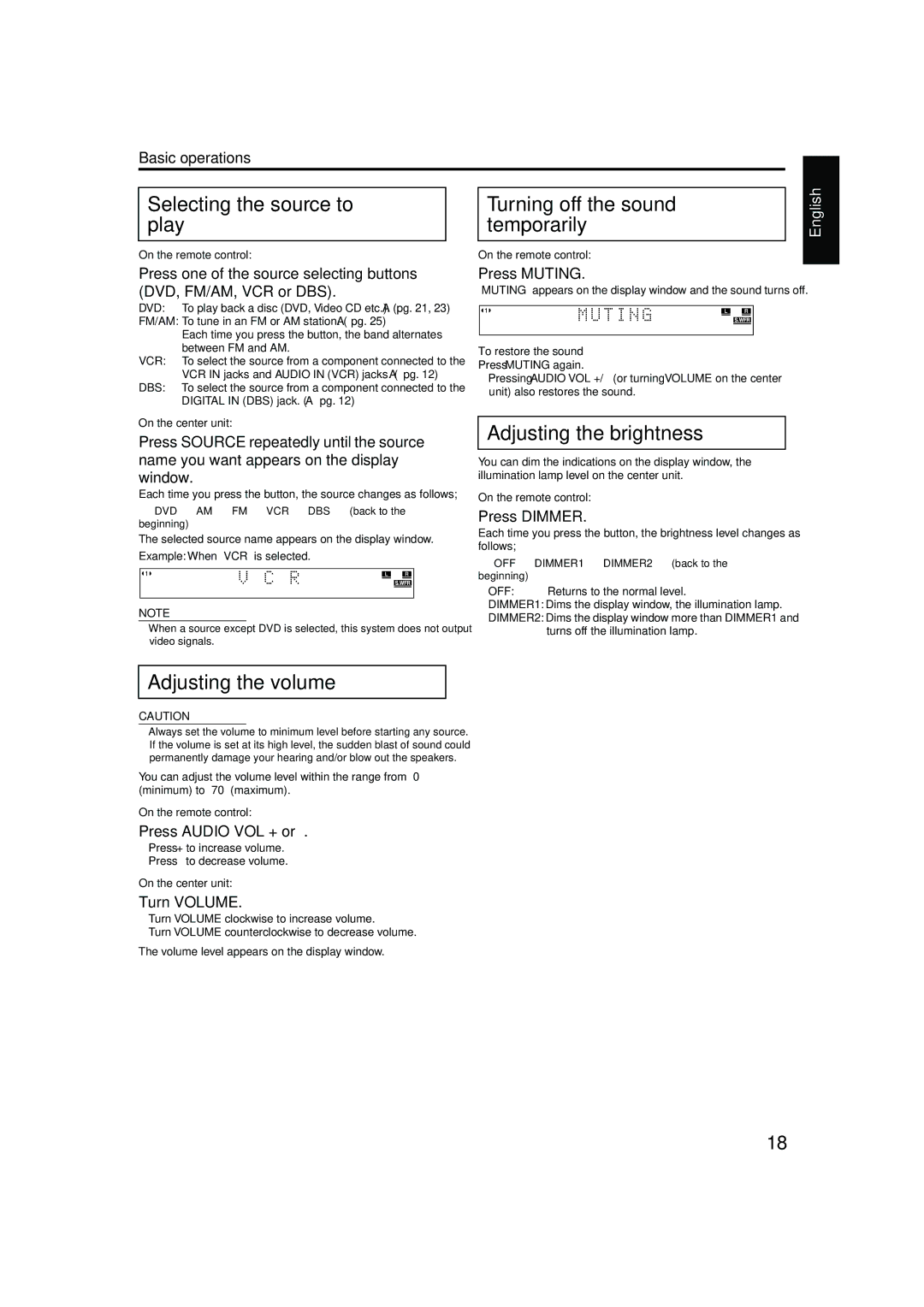 JVC TH-M42 manual Selecting the source to play 