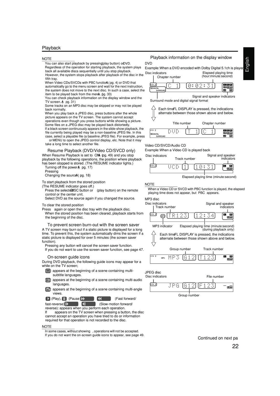 JVC TH-M42 manual Playback 