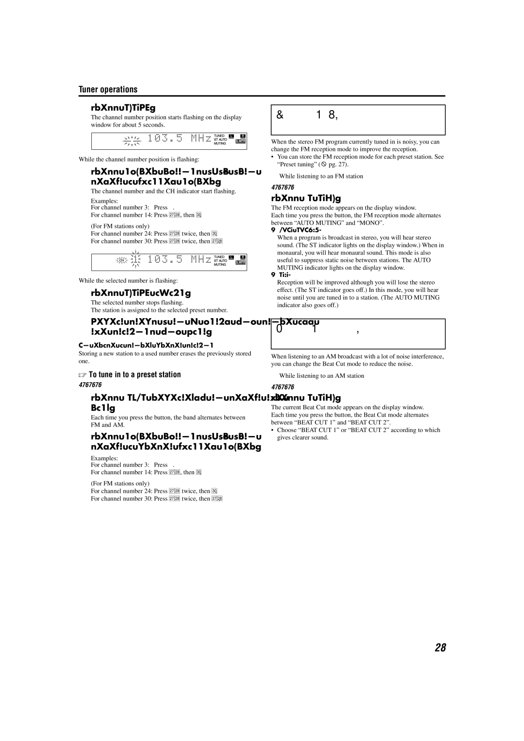 JVC TH-M45, TH-M55 manual Selecting the FM, Reception mode, Reducing the noise of AM broadcast 