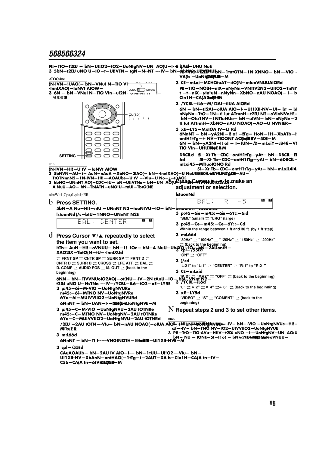 JVC TH-M45, TH-M55 manual System setting, Press Setting, Press Cursor //5 repeatedly to select Item you want to set 