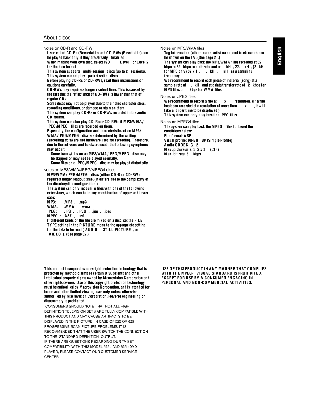 JVC TH-S3, TH-S2 manual With the MPEG-4 Visual Standard is Prohibited, Except for USE by a Consumer Engaging 