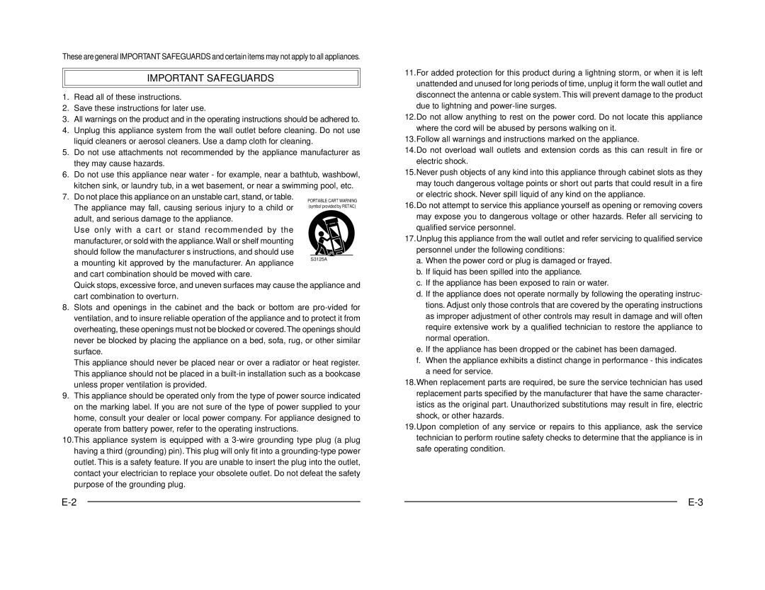 JVC TK-C1431 manual Important Safeguards 