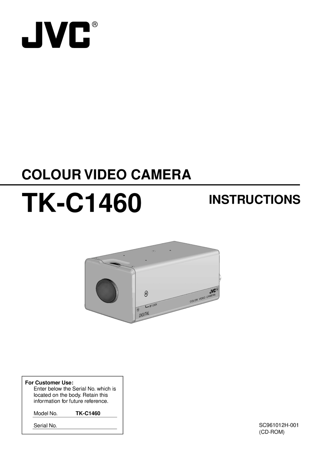 JVC manual Colour Video Camera, TK-C1460INSTRUCTIONS 