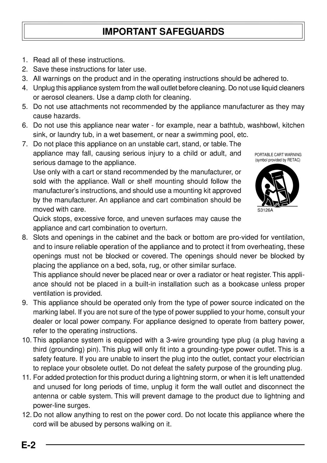 JVC TK-C1460 manual Important Safeguards 