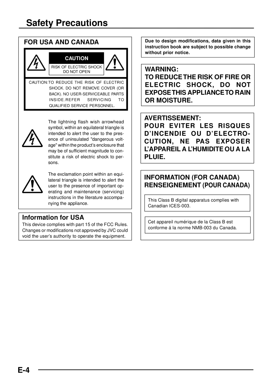 JVC TK-C1460 manual Safety Precautions 