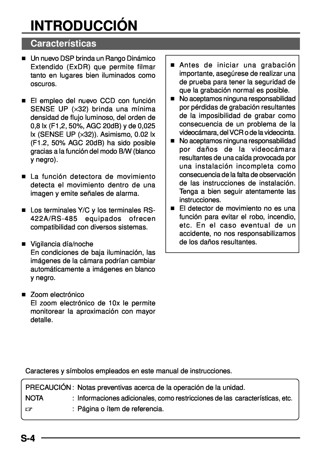 JVC TK-C1460 manual Introducció N, Características 