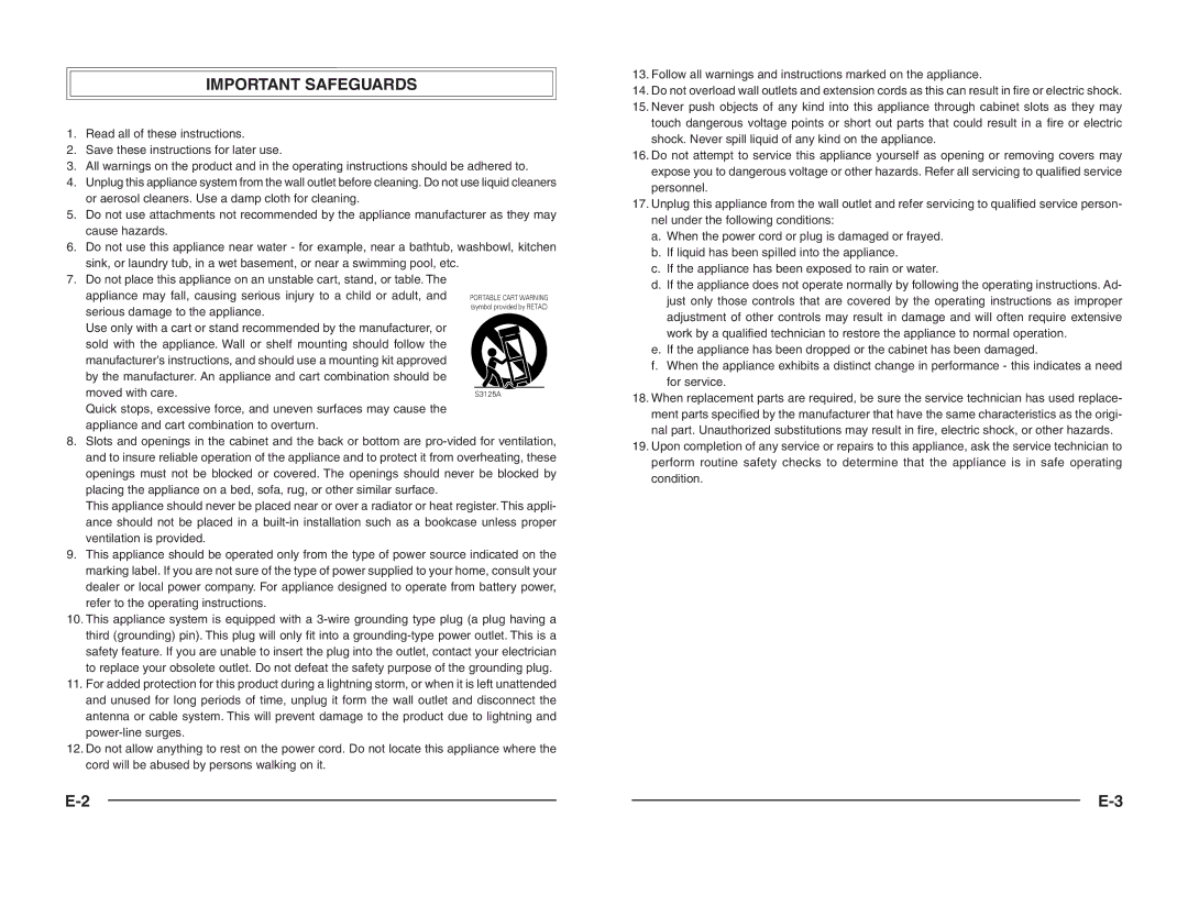 JVC TK-C1460B instruction manual Serious damage to the appliance, Power-line surges 