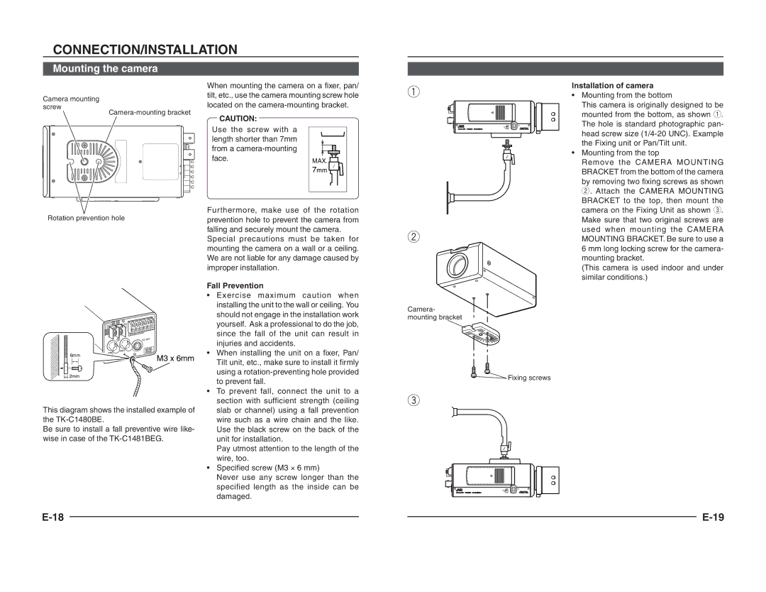 JVC TK-C1460B instruction manual This diagram shows the installed example 