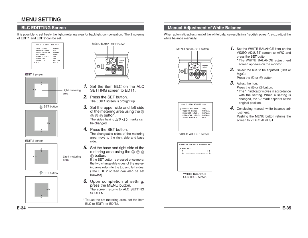 JVC TK-C1460B instruction manual Edit 1 screen, Light metering, Area 