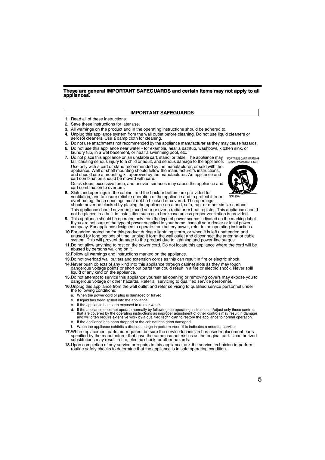 JVC TK-C215VP4, TK-C215VP12 instruction manual Important Safeguards 