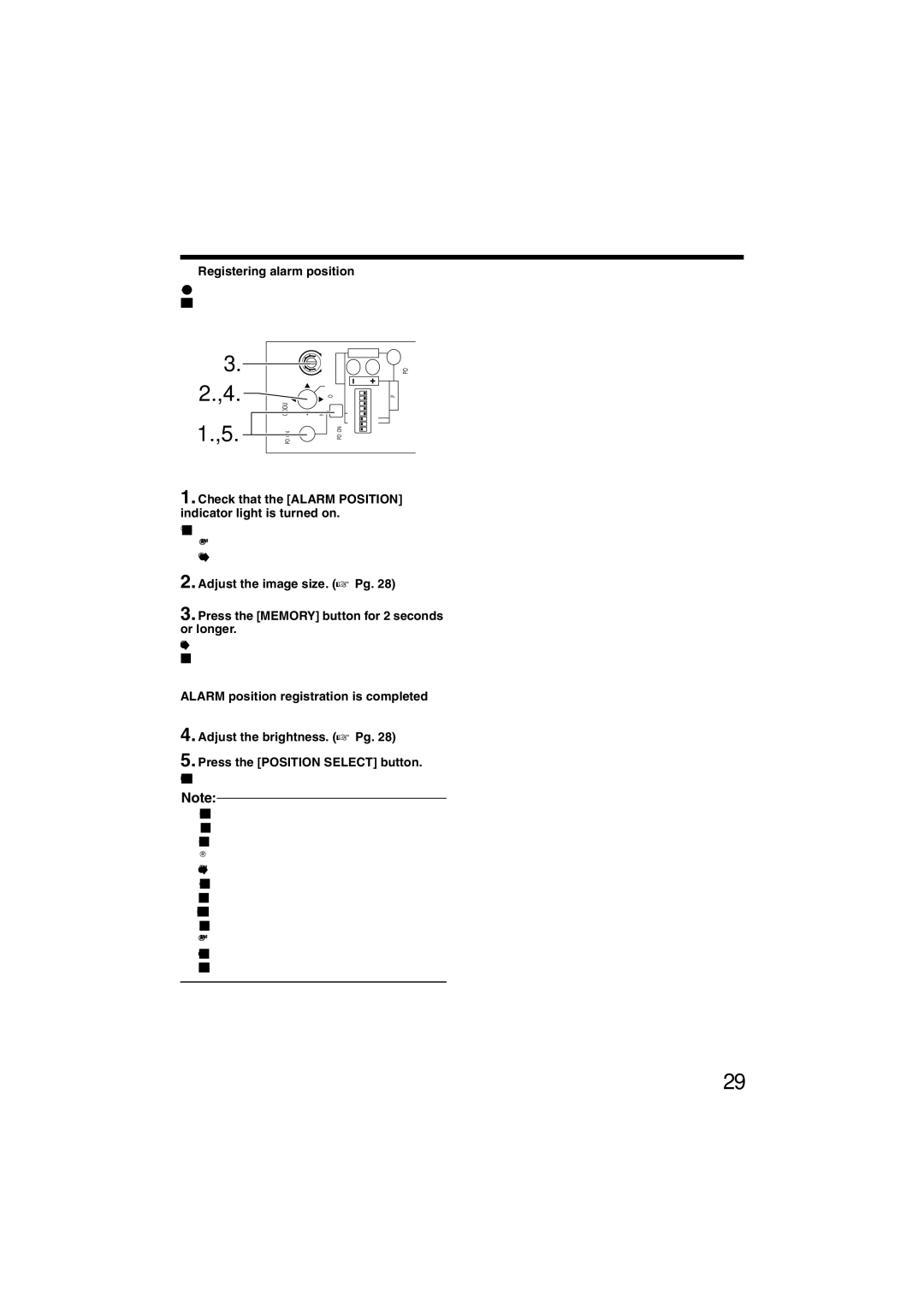 JVC TK-C215VP12U/E, TK-C215VP4U/E manual  Registering alarm position 