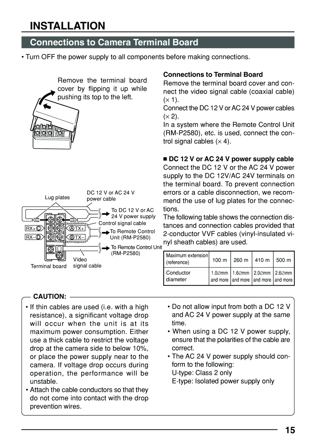 JVC TK-C553 manual Connections to Camera Terminal Board, Connections to Terminal Board 