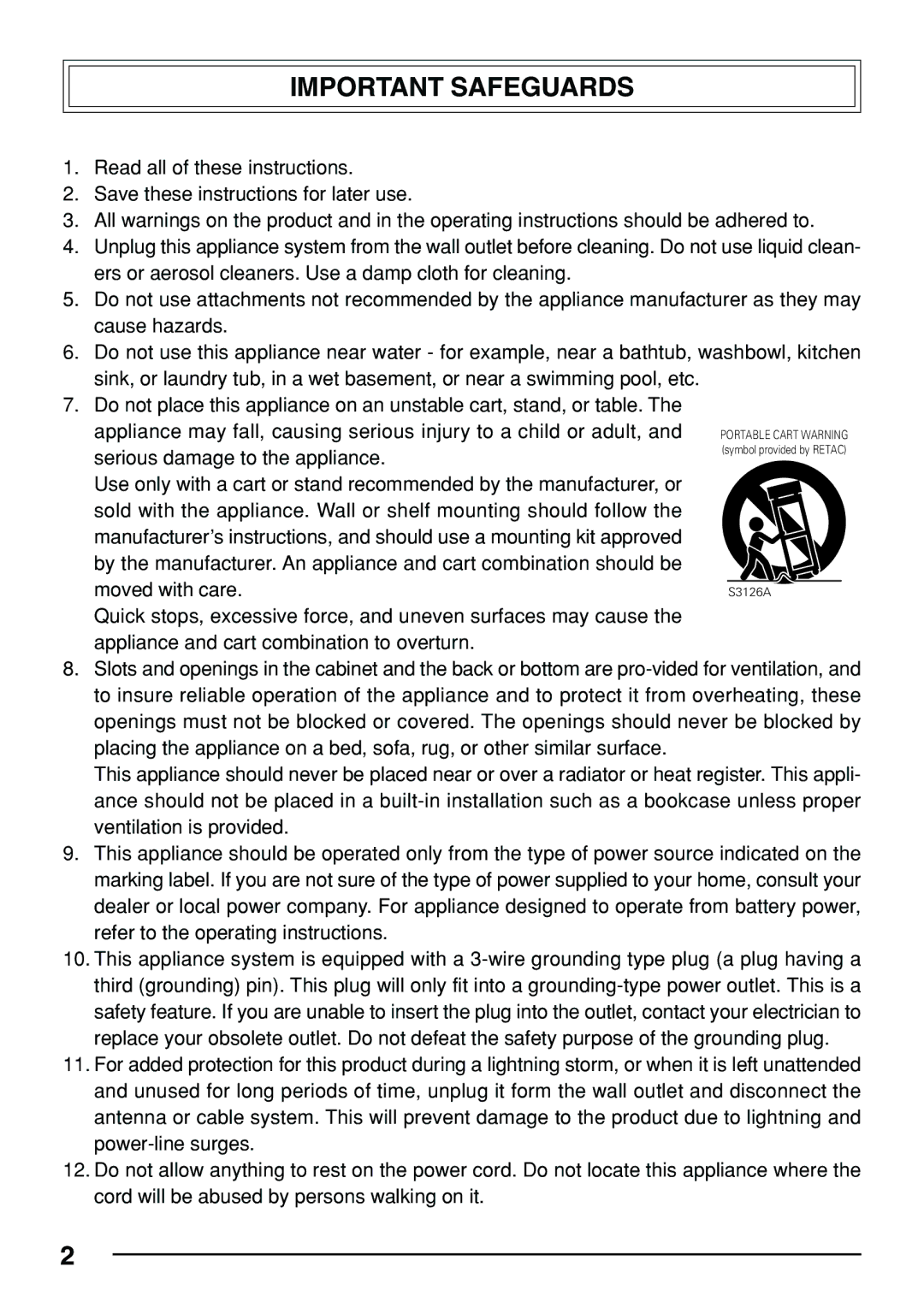 JVC TK-C553 manual Important Safeguards 