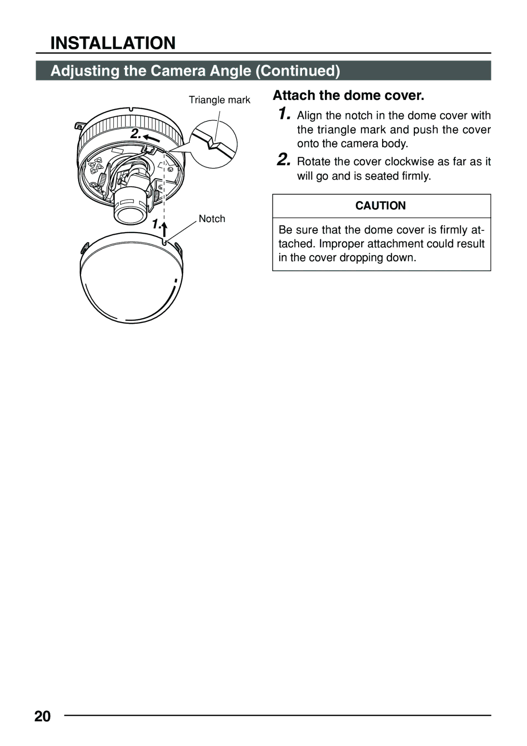 JVC TK-C553 manual Attach the dome cover 